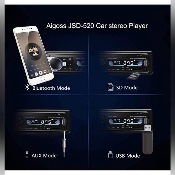 Aigoss Bluetooth Car Stereo, 4x60W Car Audio FM Radio, MP3 Player USB/SD PORT🎶 - Picture 5 of 16